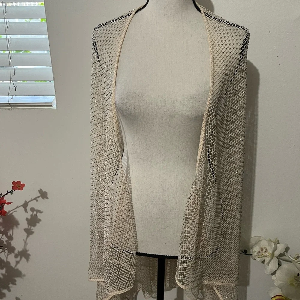 Light Beige Open Weave Shawl Wrap for Women